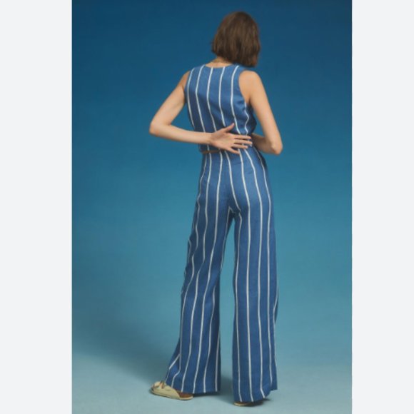 Brand New Faithfull La Plage De Mau Striped Wide-Leg Pants - Picture 3 of 16